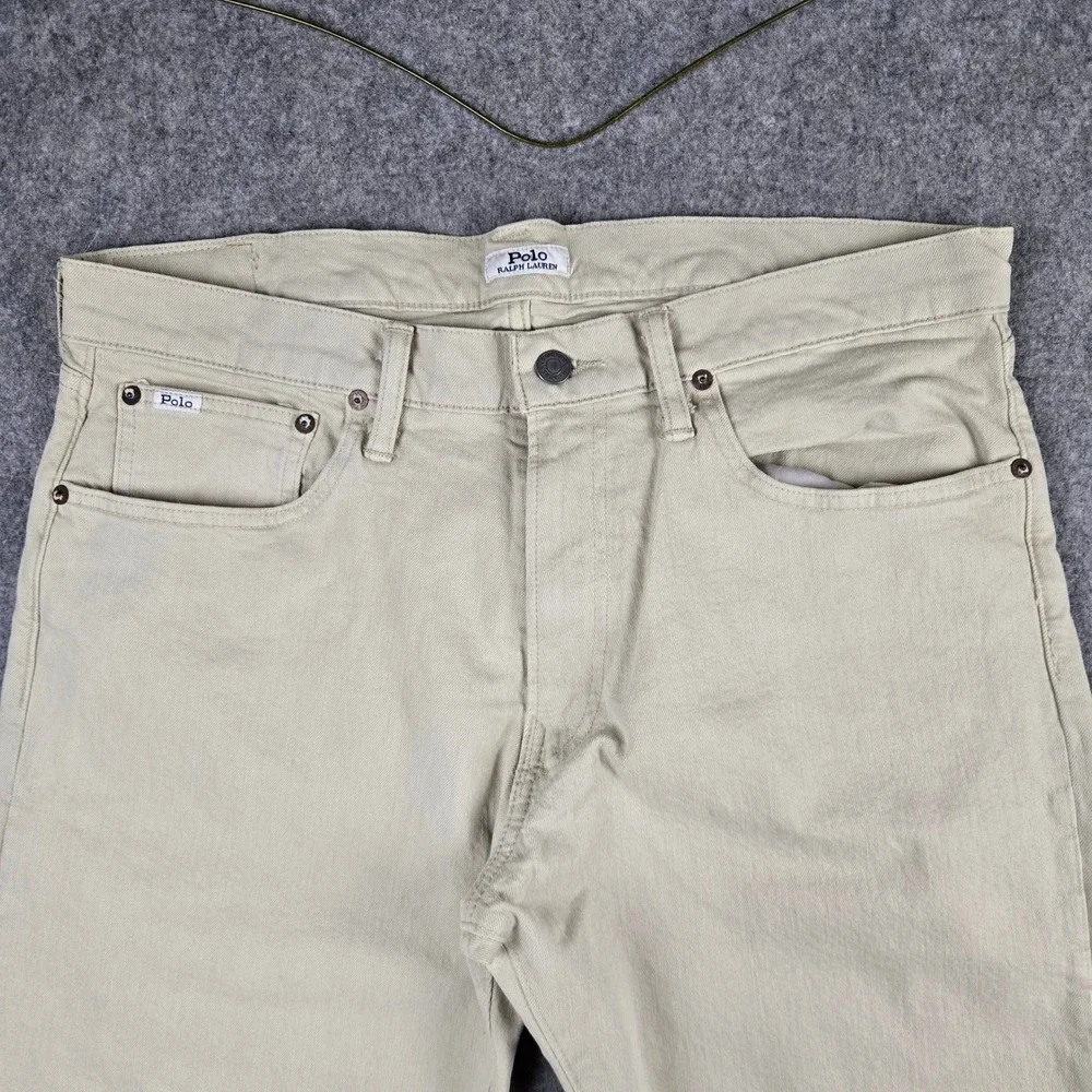 Polo Ralph Lauren Classic Fit Jeans Mens 34x32 Tan Khaki Denim Cotton Stretch